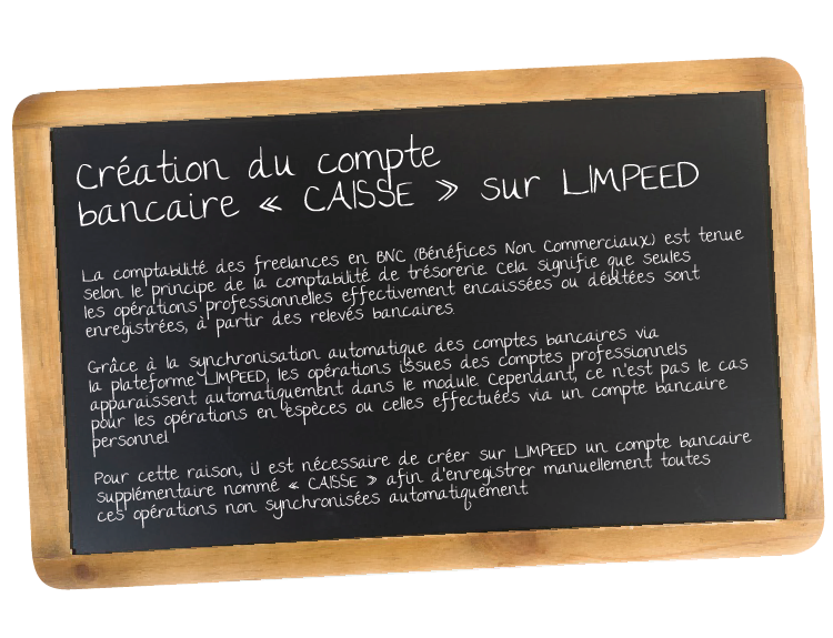Création du compte bancaire « CAISSE » sur LIMPEED
